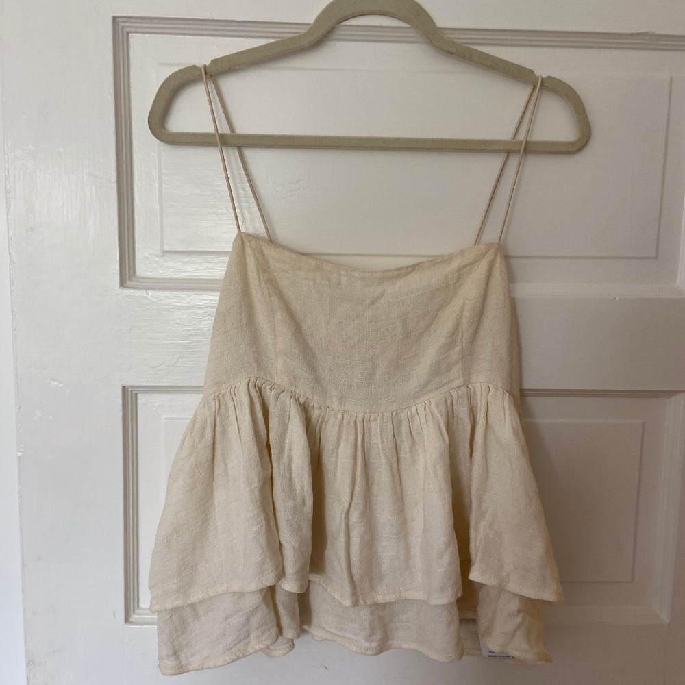 Cream spaghetti strap tank top size L